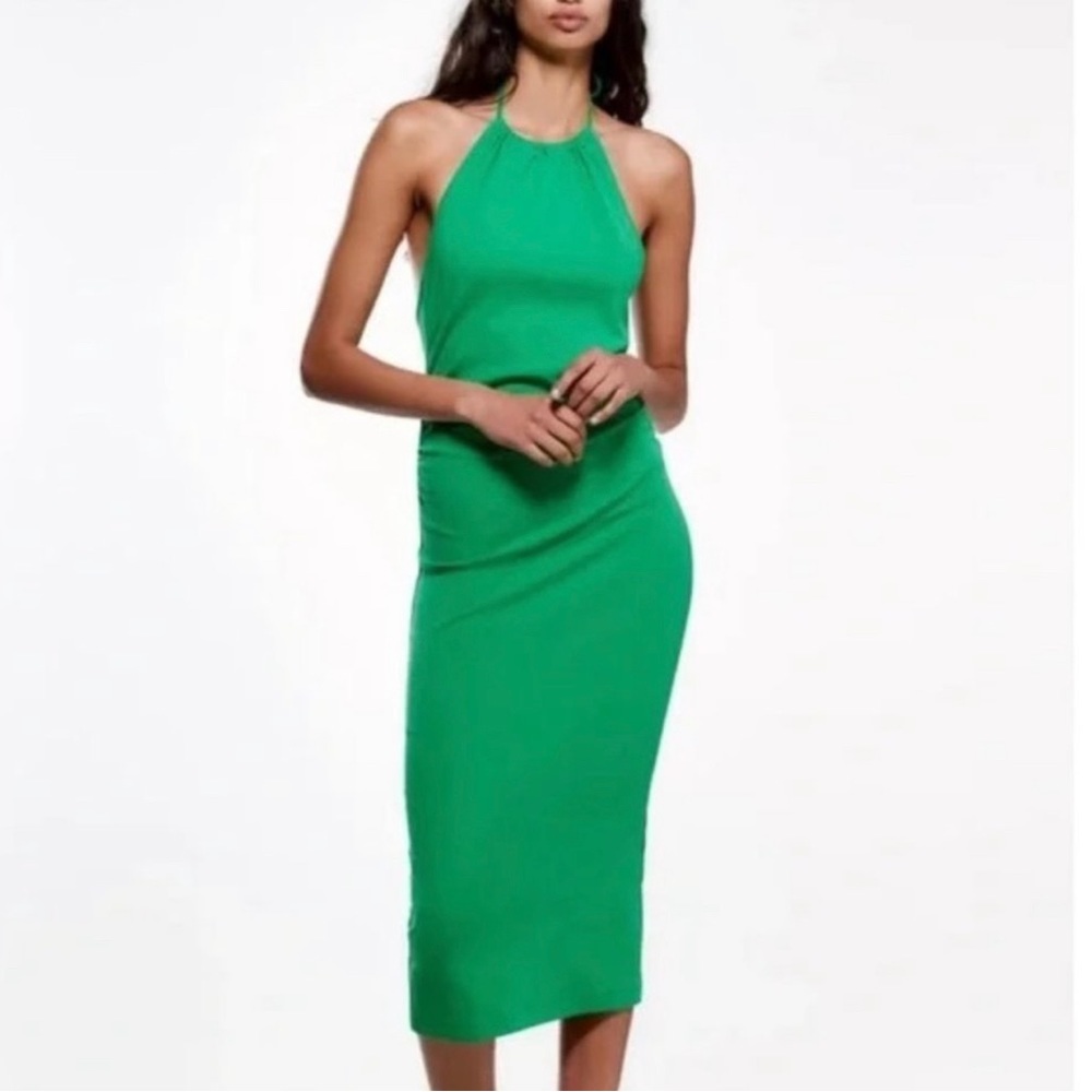 Zara Green Midi Halter Dress, XS